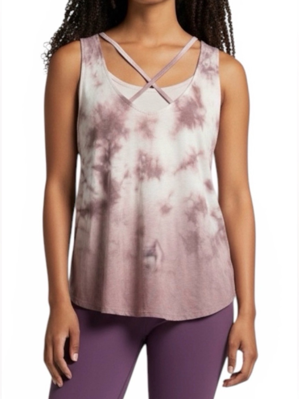 Mudd Women's XS Regular Purple/White Tie-Dye V-Neck Sleeveless Tank Topâ